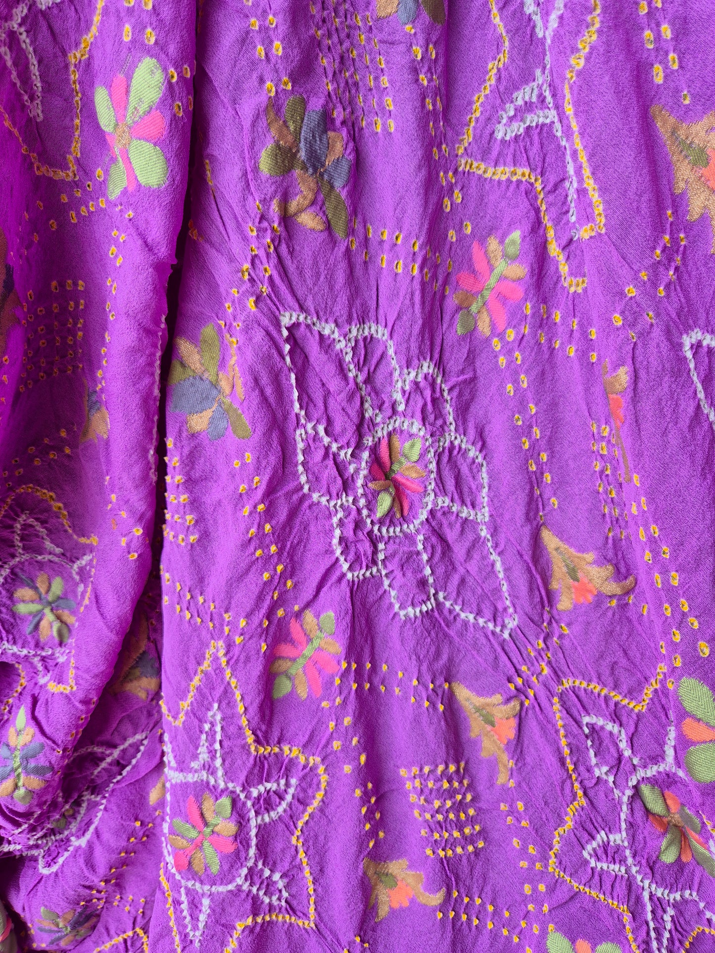 Lavender Georgette Resham embroidered Banarasi Rai Bandhej saree