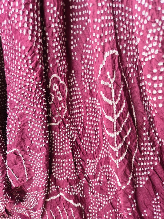 Wine Burgandy Gaji Silk Rai Bandhej Saree