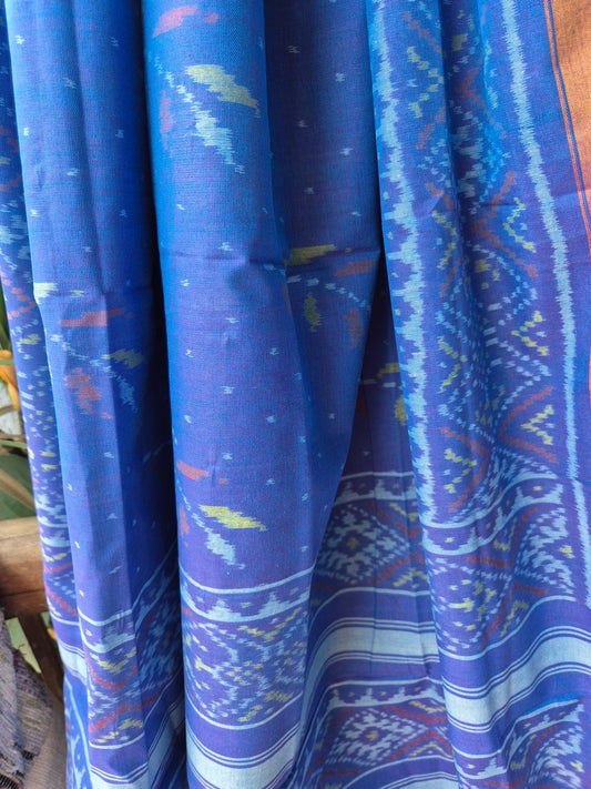 Teal Blue Cotton Handwoven Patola Suit