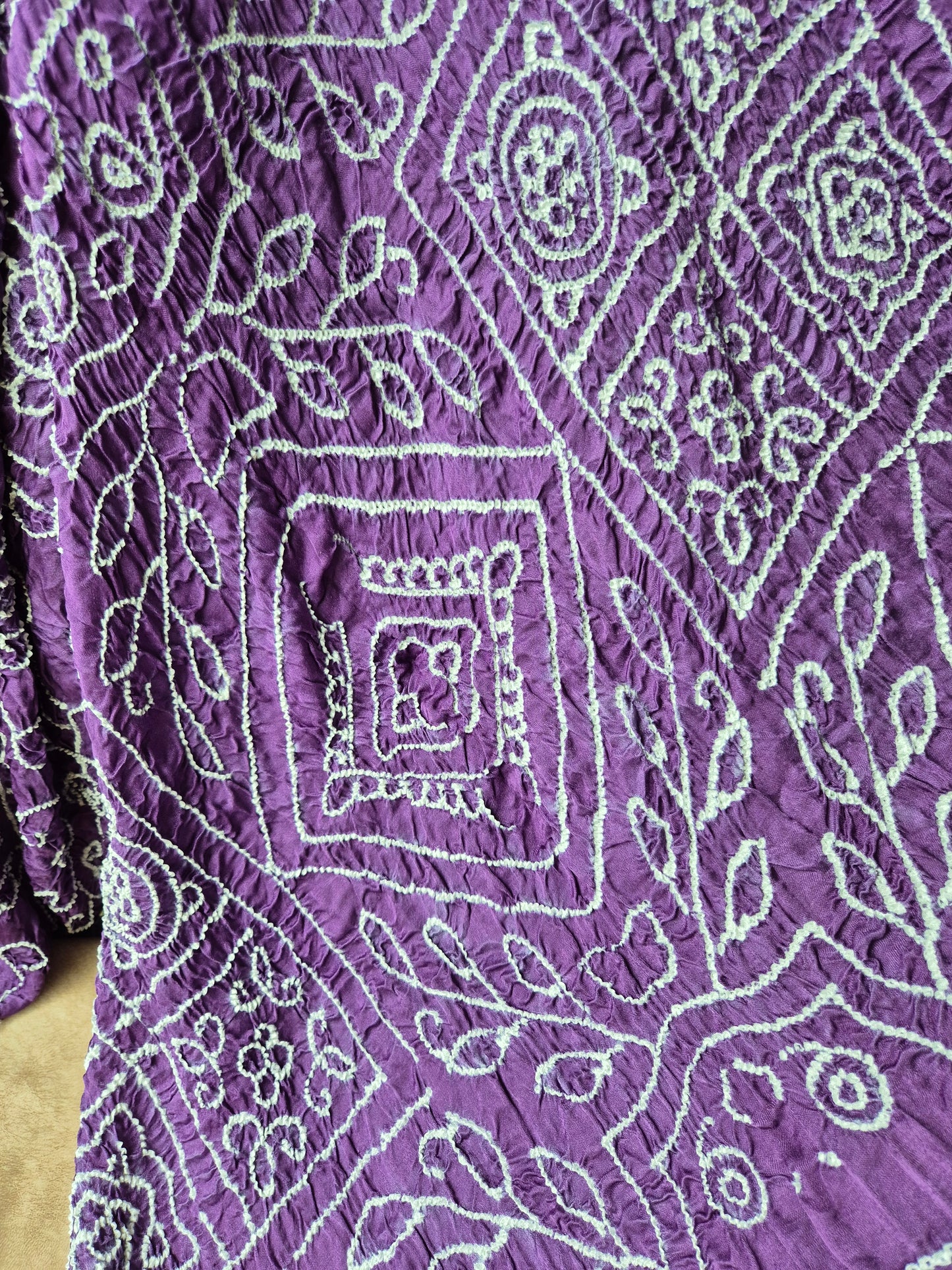 Purple Gaji Silk Rai Bandhej Saree
