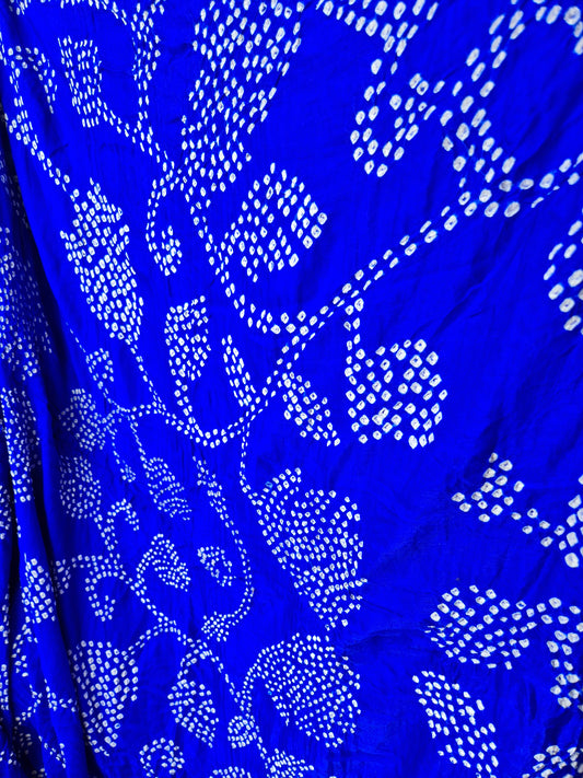 Electric Blue Gaji Silk Rai Bandhej Saree