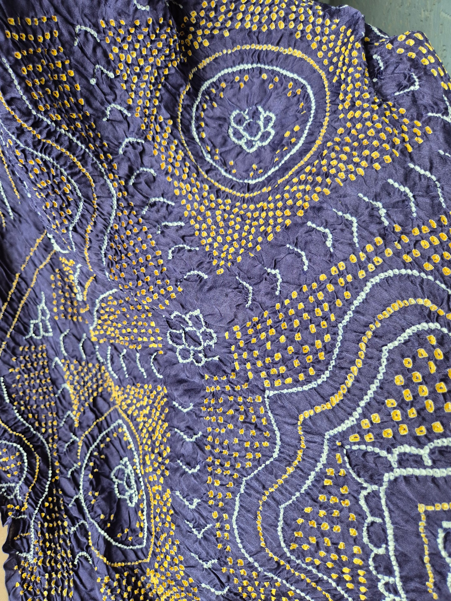 Lavender-Grey Gaji Silk Rai Bandhej Saree