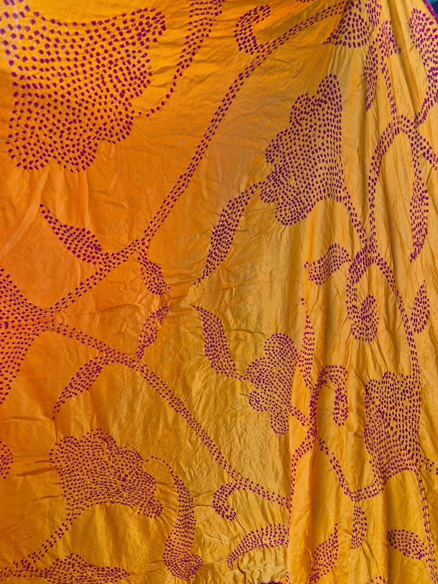 Mustard Yellow Gaji Silk Rai Bandhej Saree