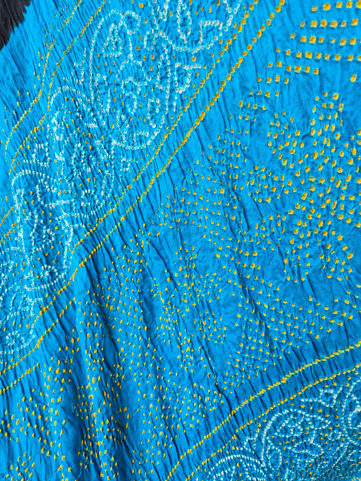 Black Blue Gaji Silk Rai Bandhej Saree