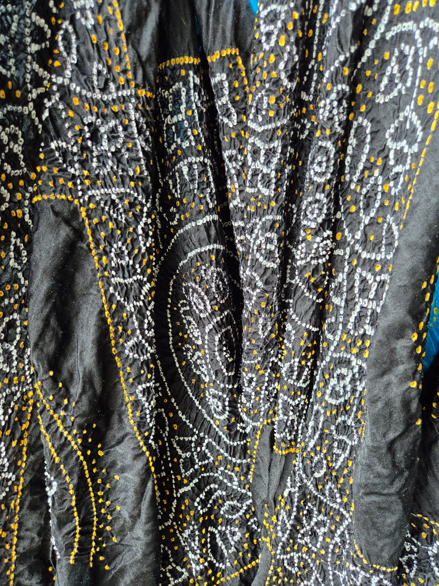 Black Blue Gaji Silk Rai Bandhej Saree