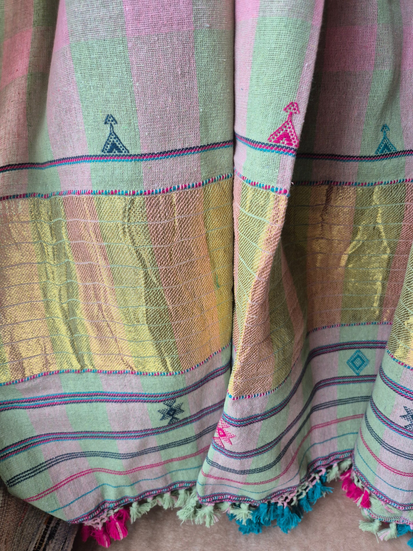 Pink Kala Cotton Kutchi Weave Suit