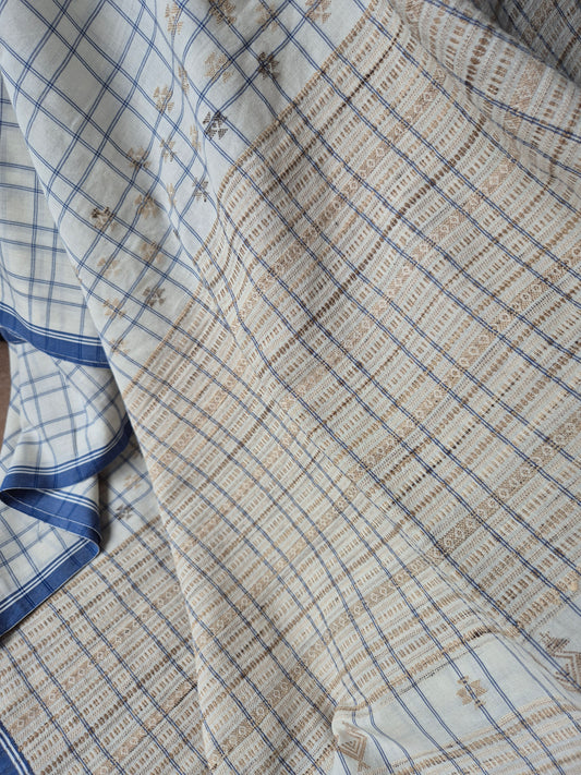 Grey Kala Cotton Kutchi Weave Saree