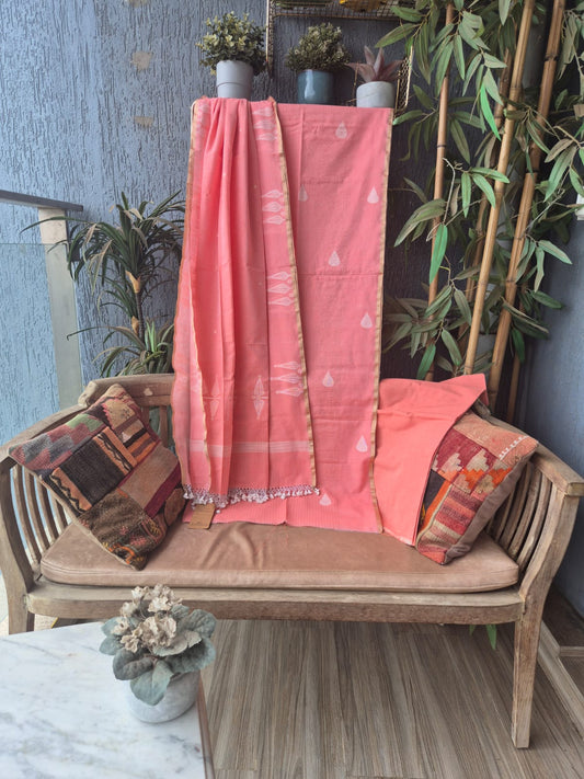 Peache Pink Jamdani Suit
