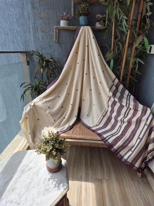 Ivory Kala Cotton Kutchi Weave Saree