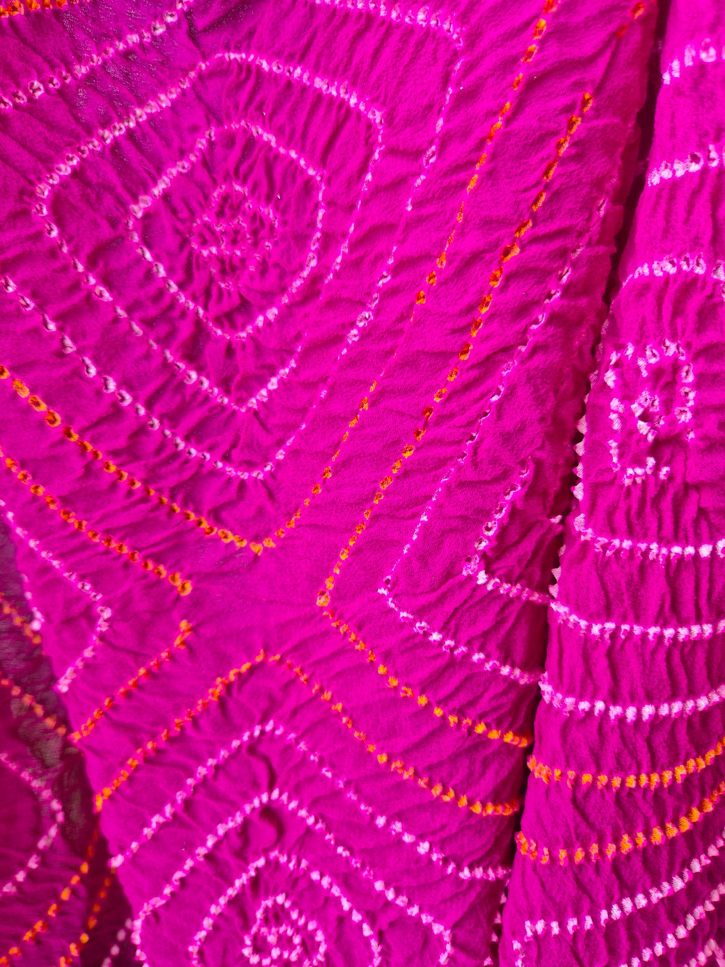 Megenta Georgette Golden embroidered Banarasi Rai Bandhej saree