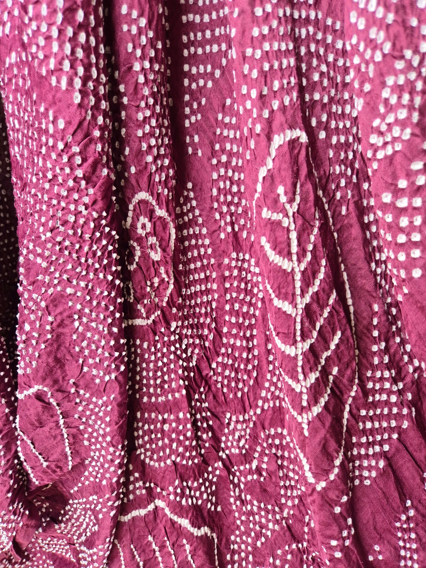 Wine Burgandy Gaji Silk Rai Bandhej Saree