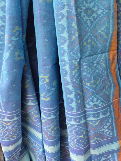 Royal Blue Cotton Handwoven Patola Suit