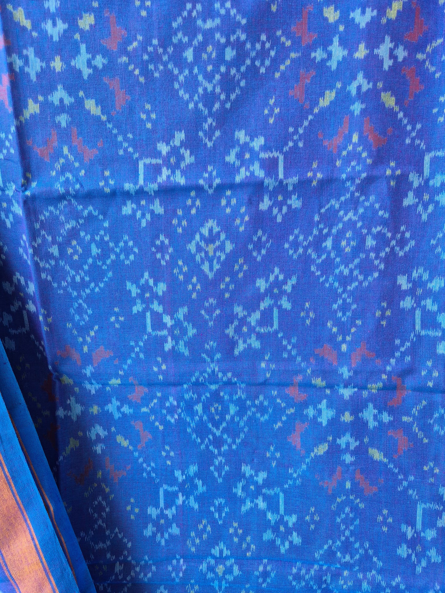 Teal Blue Cotton Handwoven Patola Suit