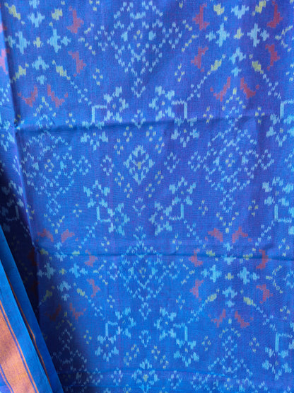 Teal Blue Cotton Handwoven Patola Suit