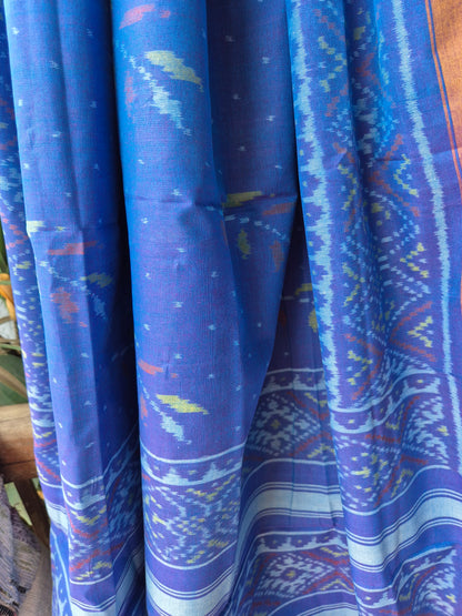 Teal Blue Cotton Handwoven Patola Suit