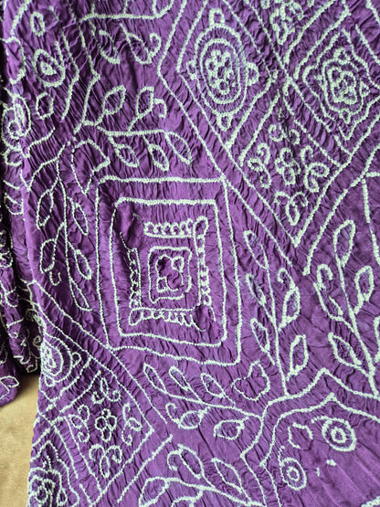 Purple Gaji Silk Rai Bandhej Saree