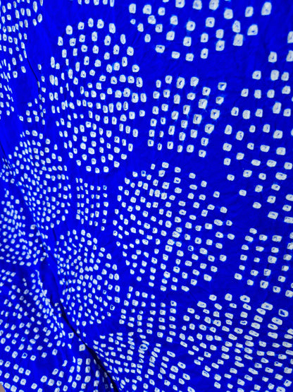 Electric Blue Gaji Silk Rai Bandhej Saree