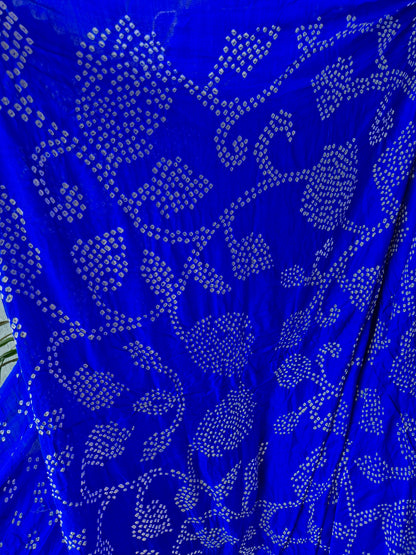 Electric Blue Gaji Silk Rai Bandhej Saree