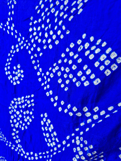 Electric Blue Gaji Silk Rai Bandhej Saree