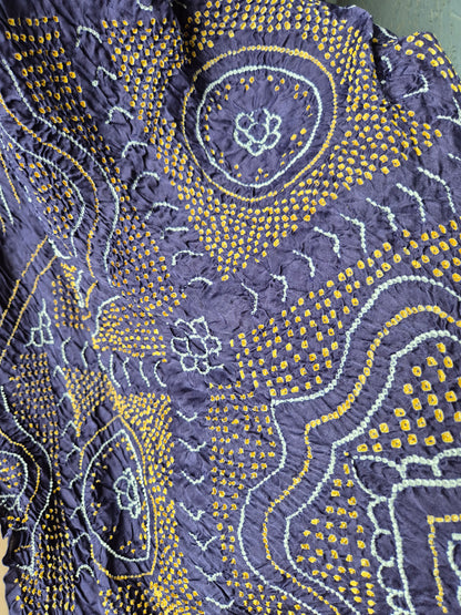 Lavender-Grey Gaji Silk Rai Bandhej Saree