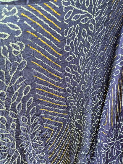 Lavender-Grey Gaji Silk Rai Bandhej Saree