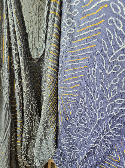 Lavender-Grey Gaji Silk Rai Bandhej Saree