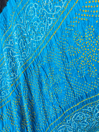 Black Blue Gaji Silk Rai Bandhej Saree