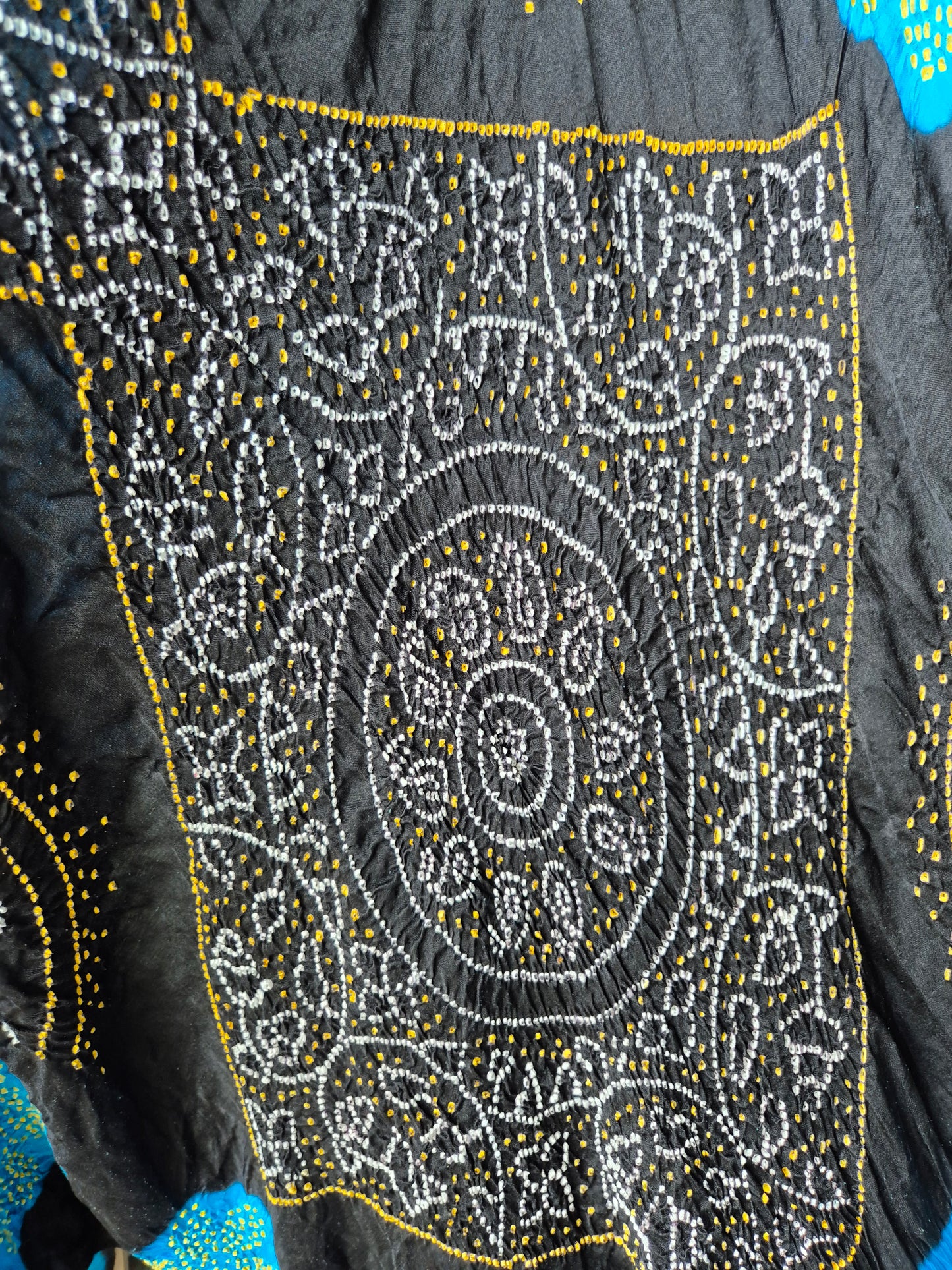 Black Blue Gaji Silk Rai Bandhej Saree