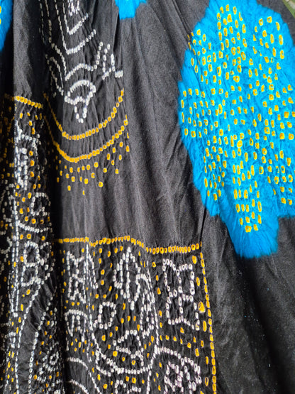 Black Blue Gaji Silk Rai Bandhej Saree