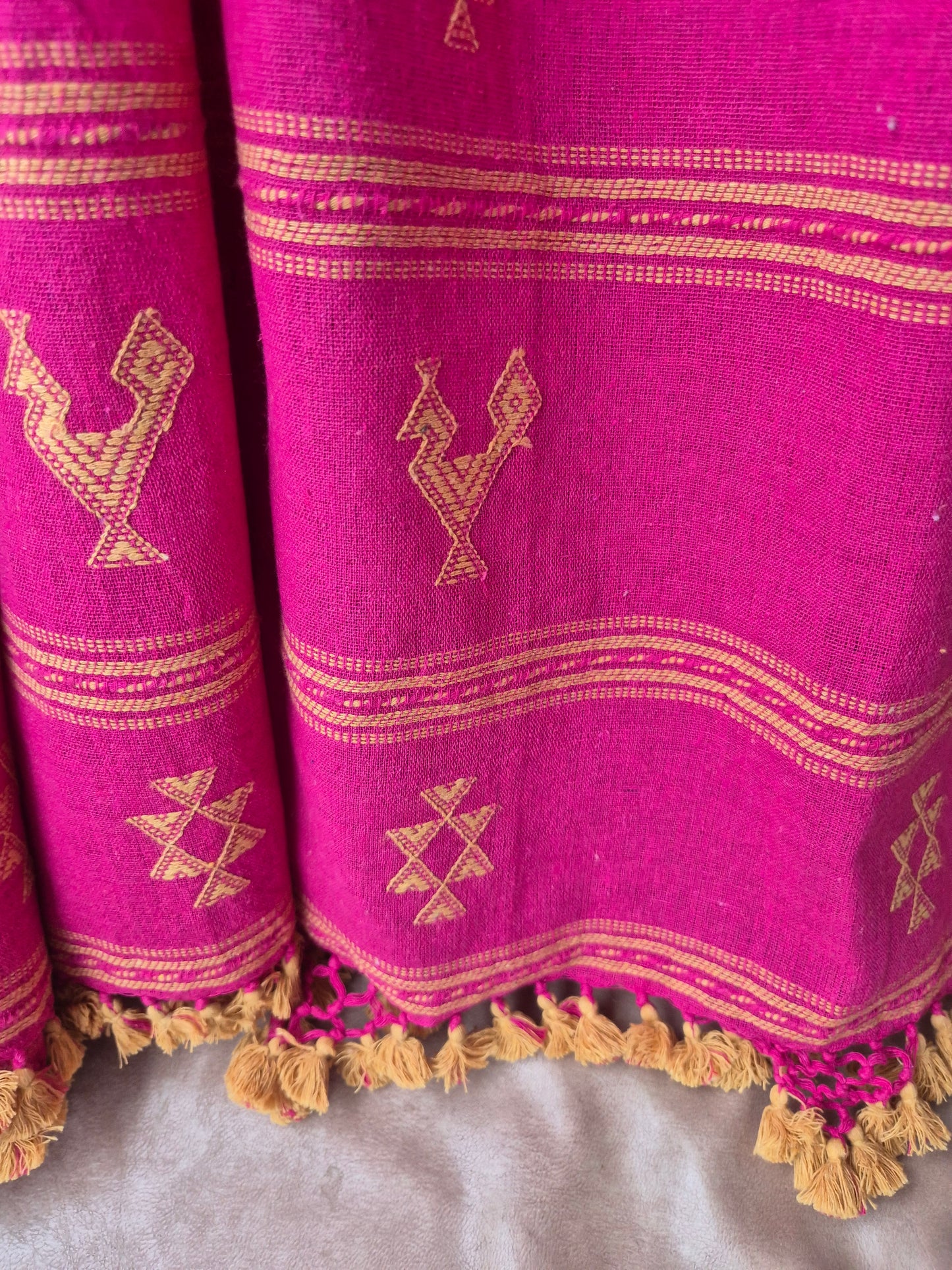 Brown with Rani Pink Kala Cotton Kutchi Weave Suit