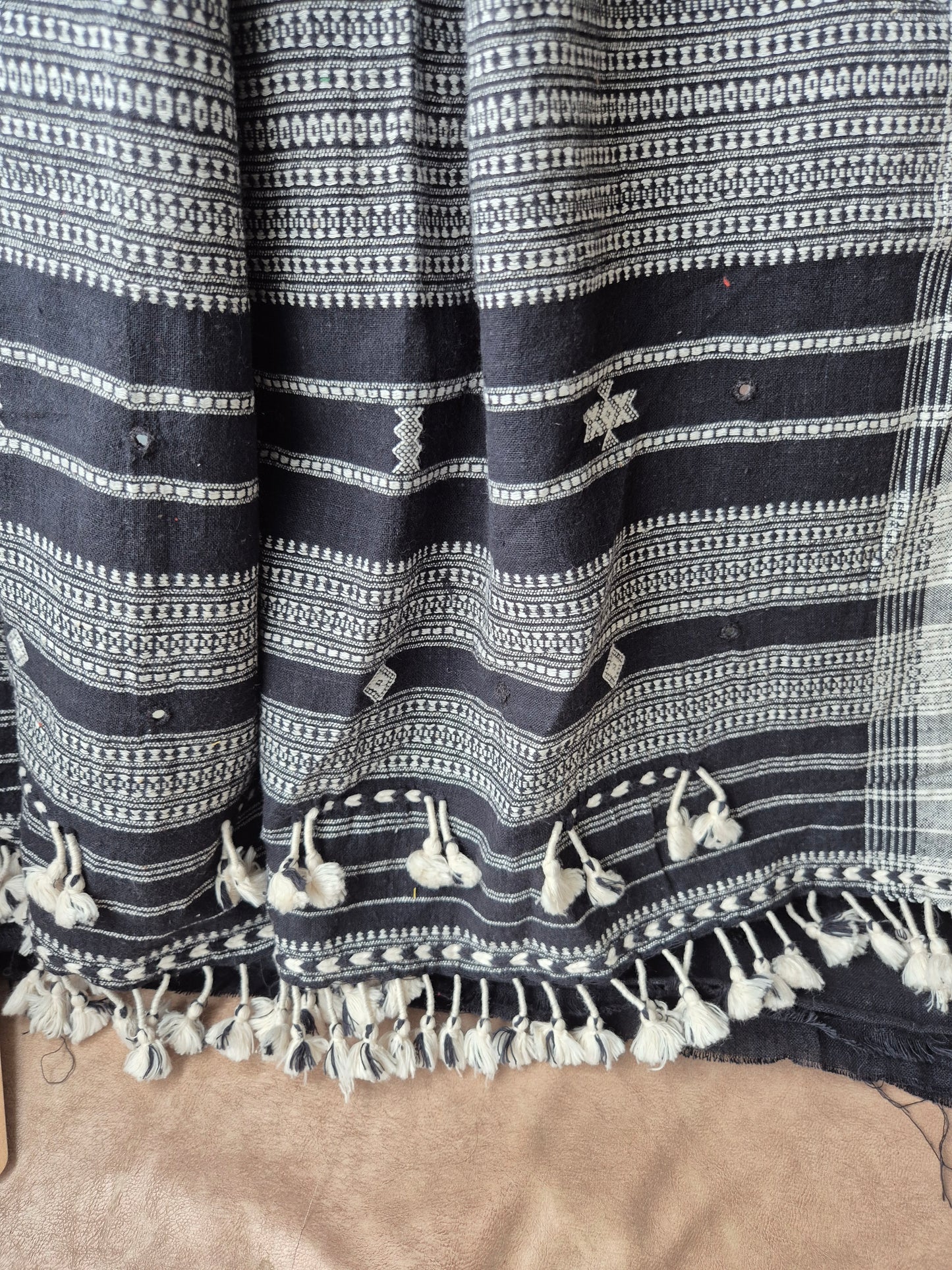 Black Kala Cotton Kutchi Weave Suit