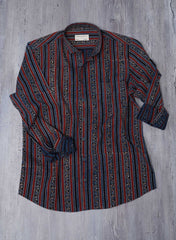 Indigo Rust Lines Mizan Men Shirt