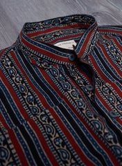 Indigo Rust Lines Mizan Men Shirt