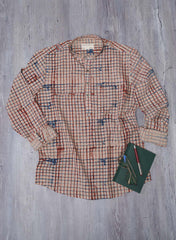 Beige Multi Checks Mizan Men Shirt