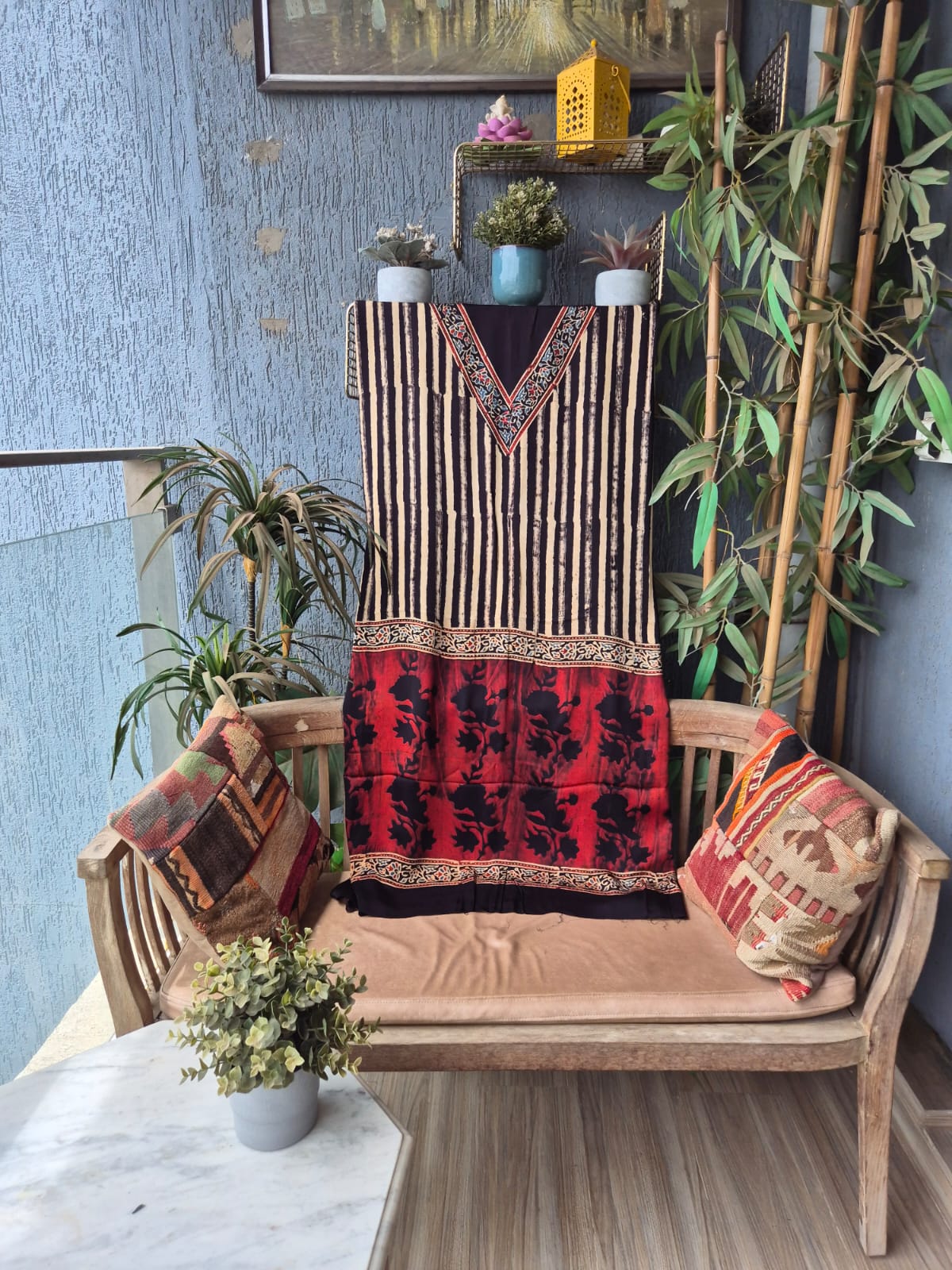 Ajrakh Modal Silk Kaftan