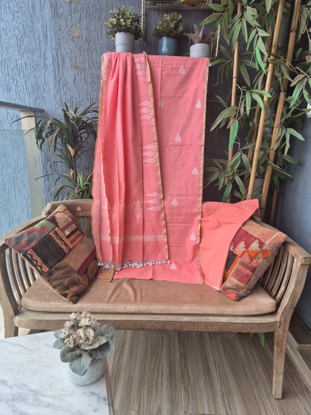 Peache Pink Jamdani Suit