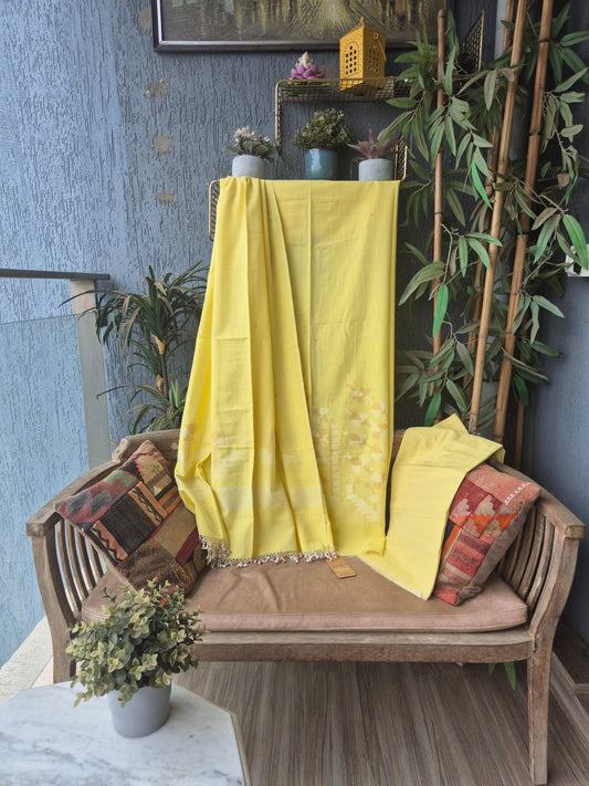 Lemon Yellow Jamdani Suit