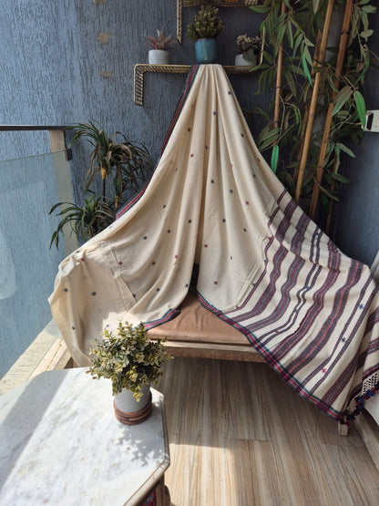 Ivory Kala Cotton Kutchi Weave Saree