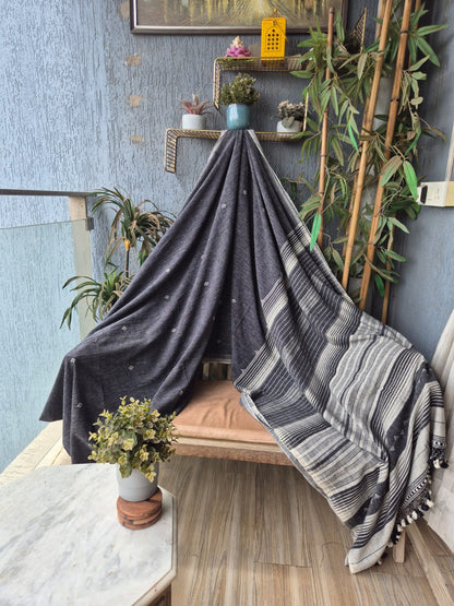 Black Kala Cotton Kutchi Weave Saree