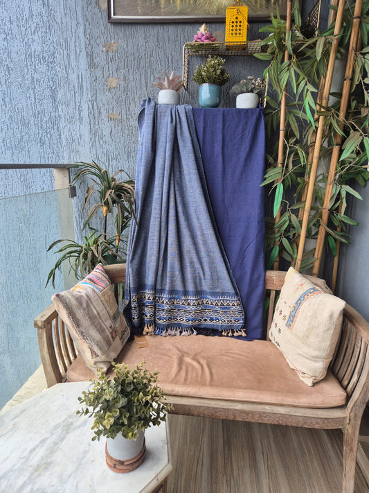Indigo Kala Cotton Kutchi Weave Suit