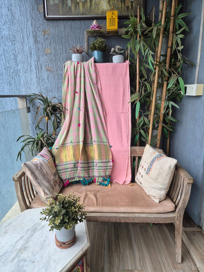 Pink Kala Cotton Kutchi Weave Suit