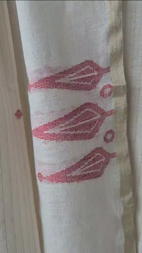 White Red Jamdani Suit